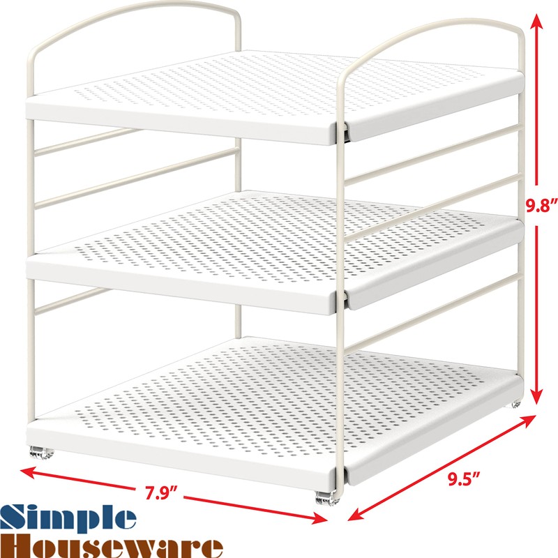 Simple Houseware Kitchen Wrap Organizer Storage Height Adjustable Rack, White