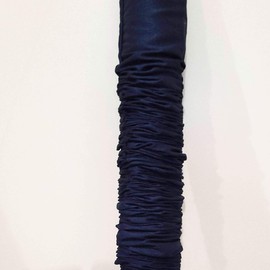 Cord & Chain Cover, 9 feet tube type, Dupioni Faux Silk Fabric, Use for Chandelier, Lighting, Wires (Navy)