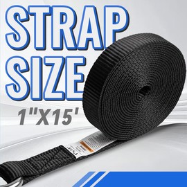 Iumcin 1" x 15ft Stainless Steel Double J-Hook Tie Down Straps – 4 Pack Heavy Duty Lashing Straps for Cargo, Trailer, Motorcycle, Roof Rack, Truck Bed