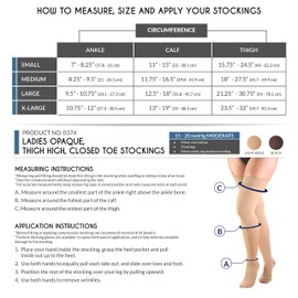 Truform 15-20 mmHg Thigh High Closed Toe Opaque Microfiber Compression Stockings, Beige, Medium