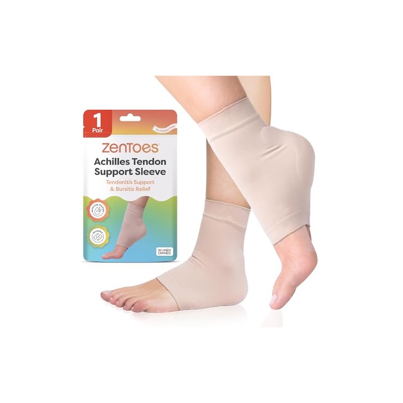 ZenToes Achilles Tendon Heel Protector Compression Padded Sleeve Socks for