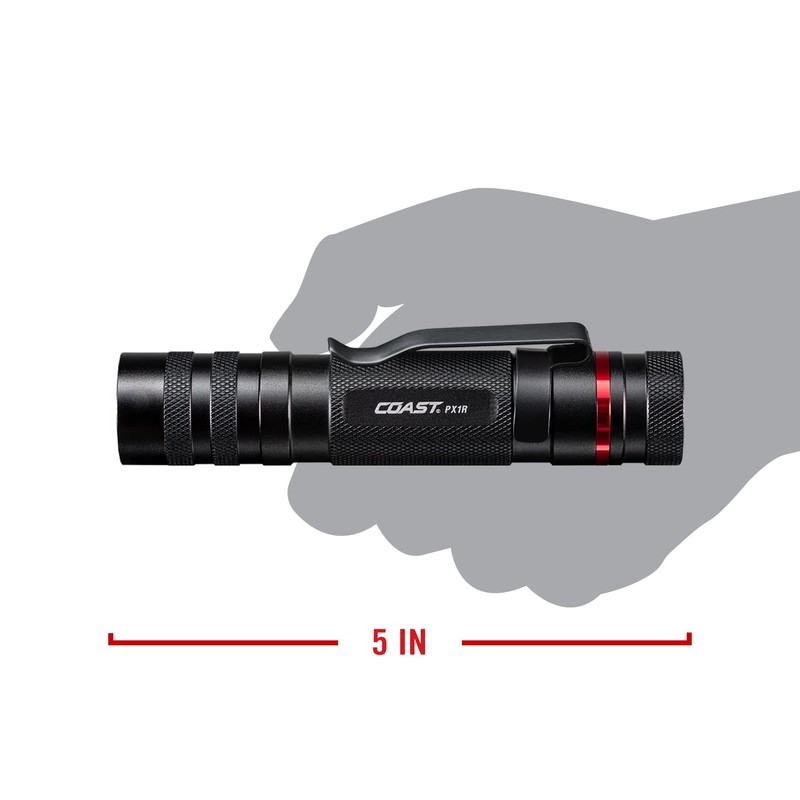 Coast PX1R 1000 Lumen Rechargeable Focusing LED Flashlight, Black