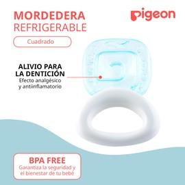 PIGEON | Mordedera para Bebe Refrigérable - Cuadrado | Cosas para Bebes Ideal para Aliviar la Dentición | Estimula Desarrollo Motor de Bebes Recien Nacidos | Incluye Certificación de Seguridad