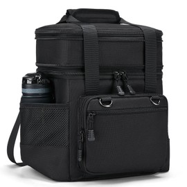 HSHRISH Double Layer Insulated Large Cooler Bag for Men Adults Lunch Bag Men - Waterproof Leak-Proof Durable Lunch Bag for Work Picnic Outdoor Black 15L