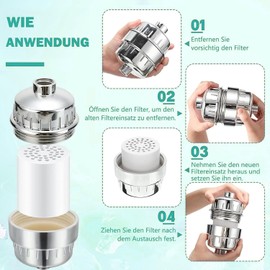 JASUVII 20 Etapas Filtro de Ducha, Shower Filter Cartucho de Repuesto de Elimina Cloro, Metales Pesados, Hierro, Otros Sedimentos, Cartuchos para Filtros de Ducha Uuniversales