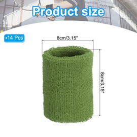 sourcing map Wrist Sweatbands Sports Wrist Bands Sweat for Men & Women Athletic Absorbent for Basketball Football Tennis Soccer Running Working Out Olive, Pack of 14