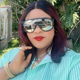 LJCZKA y2k Sunglasses Futuristic Women Men Trendy Sunglasses Oversized Fashion Glasses Mask Hippie with Shield UV Protection, black