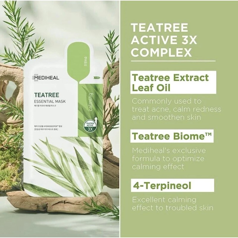 MEDIHEAL Tea Tree Essential Mask 10-PACK (WITH or WITHOUT Box)