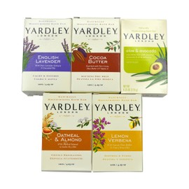 Yardley London Soap Bath Bar Bundle - 5 Bars: English Lavender, Oatmeal and Almond, Aloe and Avocado, Cocoa Butter, Lemon Verbena 4.25 Ounce Bars (Pack of 5 Bars, One of Each)