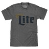 Miller Lite Distressed Logo Soft Touch Tee-x-large Graphite Snow Heather