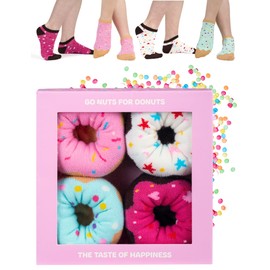 soxo Donut Socks Women Funny Ladies Gift Ideas Long Womens Sock Women's Funky Gifts 4.5-8.5 4 Pairs