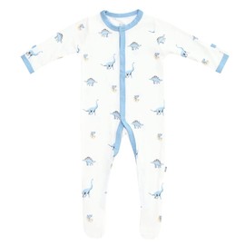 KYTE BABY Unisex Soft Bamboo Rayon Footies, Snap Closure, Printed (3-6 Months, Jurassic)