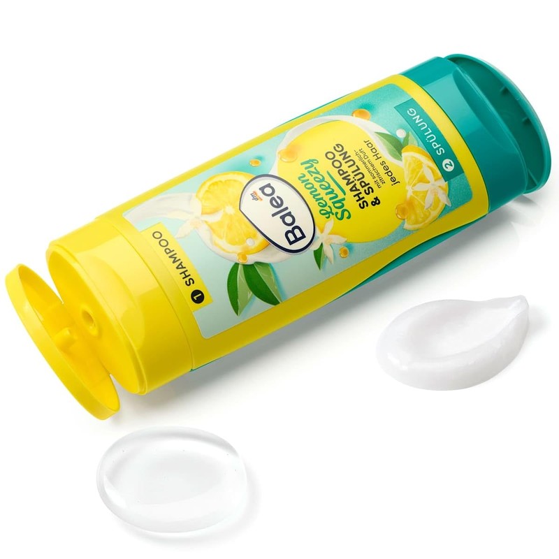 Balea 3er-Set LEMON SQEEZY Haarpflege: TWINPACK SHAMPOO & SPÜLUNG für