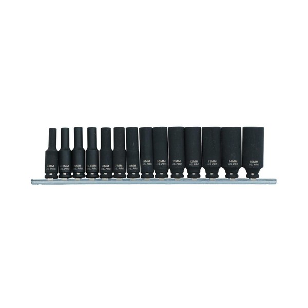 1/4" Drive Deep Metric Impact Sockets 6 Sided 14pc 4mm