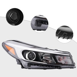 DuYouG For 2017 2018 Kia Forte Halogen Headlight Assembly Passenger Right Side Headlamp Replacement Chrome Housing Clear Lens