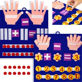 Deekin 2 Sets Handmade Felt Finger Math Toy Set Felt Math Toys Number Learning Counting Finger Boards Kindergarten Early Learning Toys Games Addition Subtraction (Skin Color)