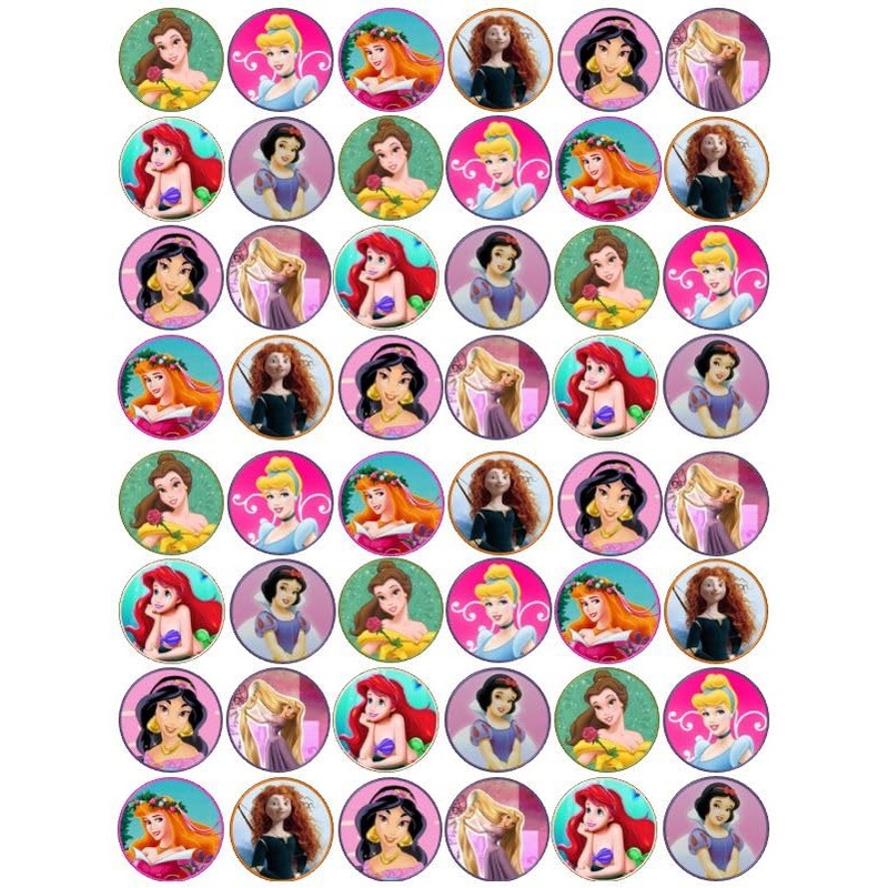 48 Edible Princess 3cm Mini Discs Edible Wafer Paper Disc
