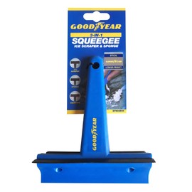 Goodyear 3In1 Squeegee complete Windscreen Cleaning Solution Removes Condensation| Soft Grip| Extra Wide Blade Scraper| Removes Snow And Ice| Sponge, Squeegee| Strong And Ergonomic| Works To-50 Degree