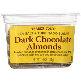 Trader Joe's Sea Salt & Turbinado Sugar Dark Chocolate Almonds 10 oz, Set of 3