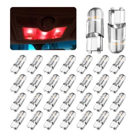 zipelo 30-Pack 194 LED Light Bulbs 6000K White, 168 2825 W5W T10 Wedge COB LED Replacement Bulbs, Dome Map Door Courtesy License Plate Lights, 0.36W 12V Error Free Interior Bulbs for Cars (Red)
