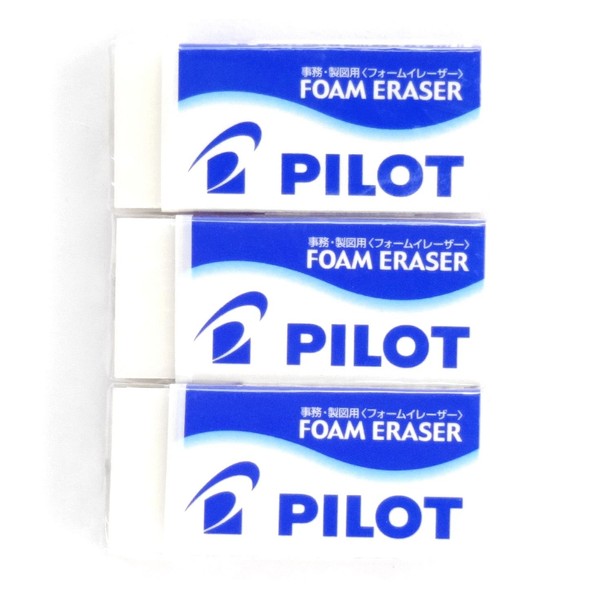 Pilot Foam Eraser S (ER-F6), Pack of 3 (Japan Import) [Komainu-Dou Original Package]