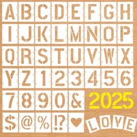 QMLING 84-Piece Letter Stencil Set, 5 cm / 2.5 cm, Reusable Letters, Numbers Sign Stencils, Alphabet Stencil for Wooden Signs, DIY Painting and Crafts
