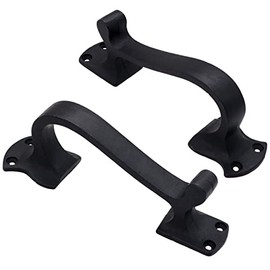 SaKeGa 6 5/8 Inch Curved Pull Handle in - True Solid CAST Iron -Set of 2 Pcs