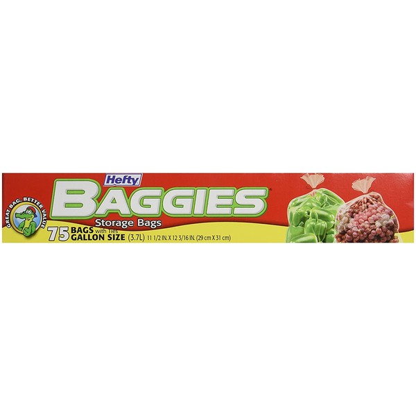 Hefty Baggies Food Storage Gallon, 75 ct
