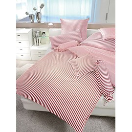 Janine Design Striped Bed Linen Modern Classic Dark Red Pillowcase Single 40 x 60 cm