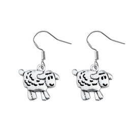 FEELMEM Sheep Earrings Cute Animal Sheep Dangle Drop Earrings Farm Animal Jewelry Sheep Gifts for Women Girls (silver)
