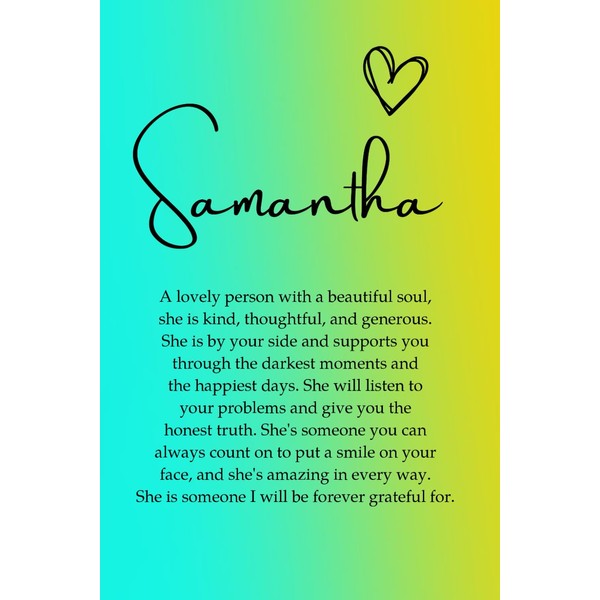 Samantha: A unique, personalised journal notebook for women, a great