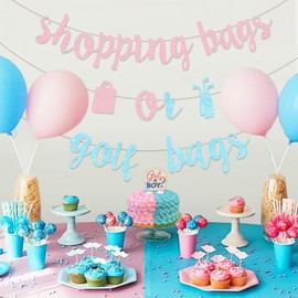 Golf Gender Reveal Decorations, Shopping Bags or Golf Bags Banner Pink Blue for Boy or Girl Golf Baby Shower Gender Reveal Party Supplies
