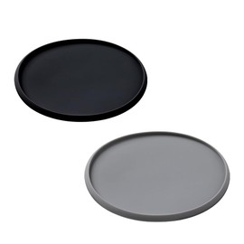円形コースター2点セットシリカゲルスタイリッシュ耐高温耐寒防水シンプルデザインドリンクコーヒーコースターレストランコーヒー家庭用（ブラックグレー）