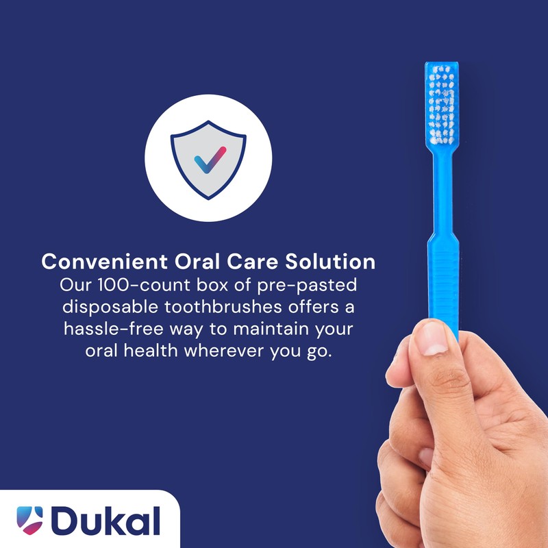 Dukal Fast Brush Pre-Pasted Disposable Toothbrushes (Box of 100)