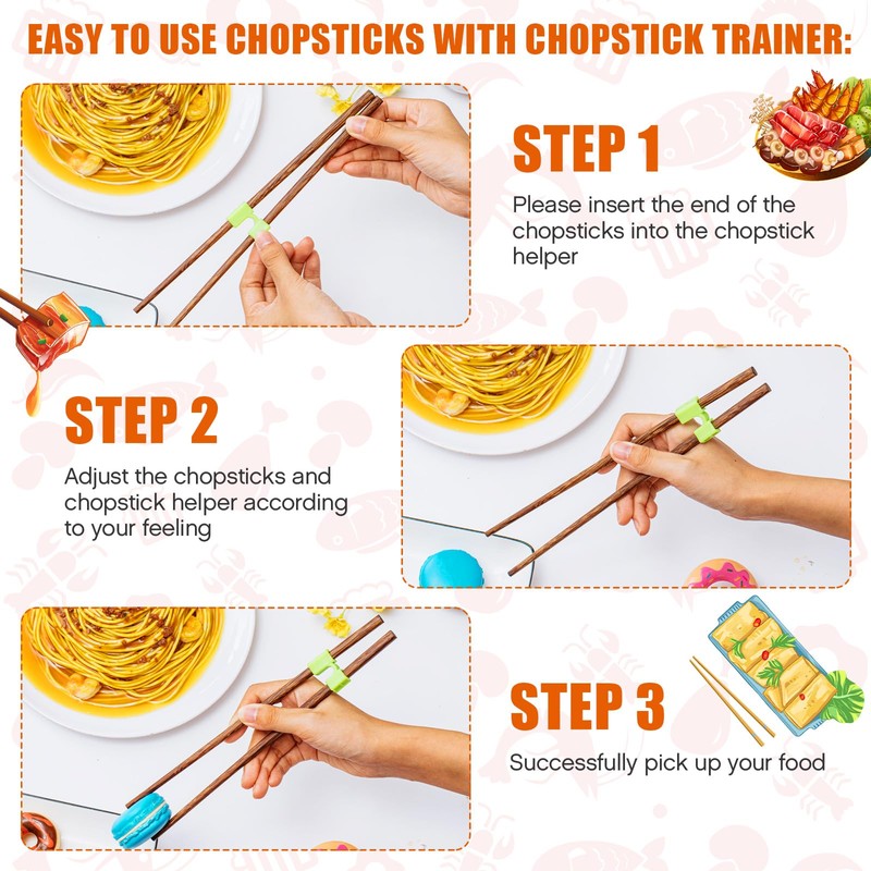 Suttmin 500 Pcs Reusable Chopsticks Helper Multicolor Plastic Practice Chopstick