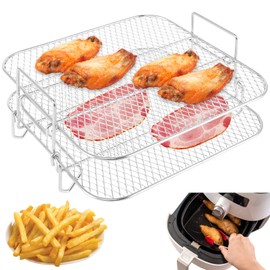 2 Layer Air Fryer Rack - Stainless Steel Grill Dehydrator Rack for Kitchen Cooking for 7.5L-8L Air Fryer