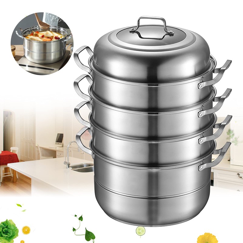 AngelcityCC 5 Tier Layer Stainless Steel Steamer Pot For Cooking