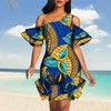 LONLISCO Women African Print Dress Summer Knee Length Dress with