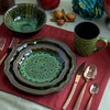 Elama Stoneware Round Oval Dinnerware Dish Set, Jade Green