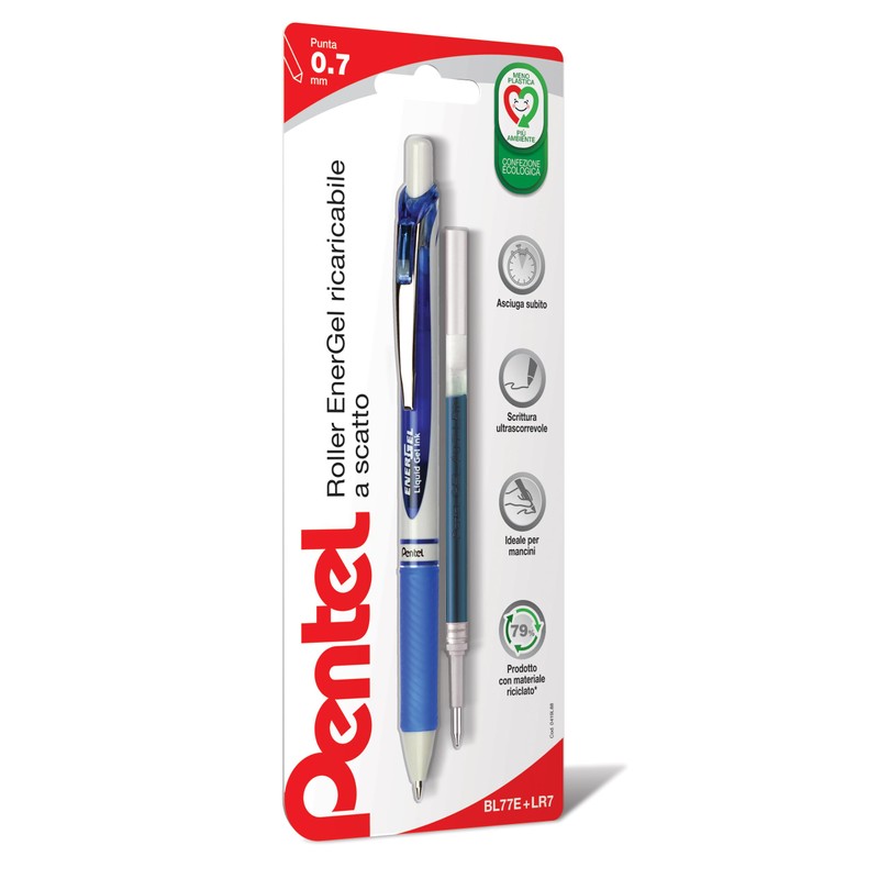 Pentel BL77E Energel MX Snap Lock 0.7 mm + Blue