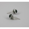 Stud Earrings - Gemstone Moss Agate - Silver-