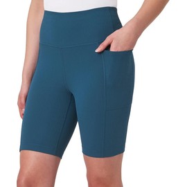 Mondetta Womens Active Midweight Ribbed Bike Short (US, Alpha, X-Small, Regular, Regular, Moroccan Blue)