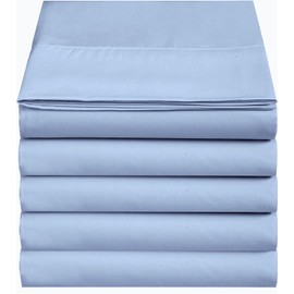 4U'LIFE Flat Sheets(5-Pack)-Ultra Soft & Comfortable Microfiber (Light Blue, 5-Pack Twin)