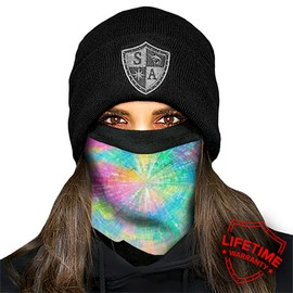 S A Frost Tech Fleece Face Shield | Winter, Ski, Snowboarding Neck Gaiter with Sewn-in Fleece Inner Lining | Breathable, Moisture Wicking Warm Face Cover | Tie Dye