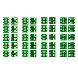 BAAQII 40pcs SOP8 SO8 SOIC8 SMD to DIP8 Adapter PCB Board Converter Double Sided Green Transistor Push Button Manual
