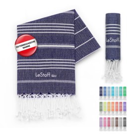 LeStoff Premium Hammam Towel 50 x 100 cm - 100% Organic Cotton, Prewashed, Sustainable, Lightweight, Compact, Absorbent & Quick Drying - Towel for Bath, Guests, Face, Sports, Travel, Camping (Navy)