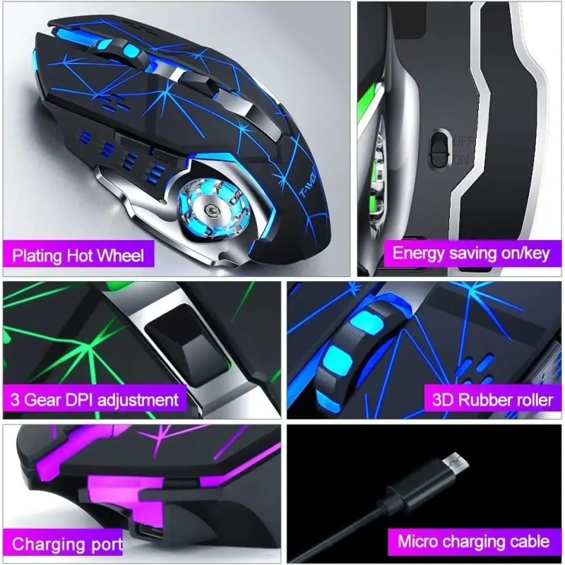 Mouse gamer de juego inalámbrico Free Wolf X8 star black