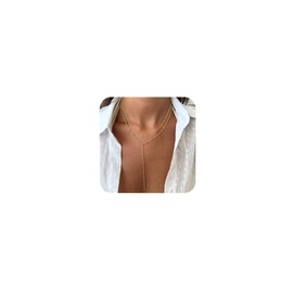 Pehvdkuq Long Gold Necklaces for Women, Dainty Layered Gold Necklace 14k Gold Plated Beads Y Lariat Necklace Simple Gold Chain Necklace Aesthetic Gold Choker Necklaces Trendy Gold Jewelry for Women