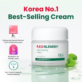 Dr.G Dr.G Red Blemish Clear Soothing Cream, 70ml - Moisturizing Recovery Cream for Sensitive Acne-Prone Skin; Cica Soothing Moisturizer, Korean Skin Care, Korean Skincare, Kbeauty, K Beauty, Korean Beauty
