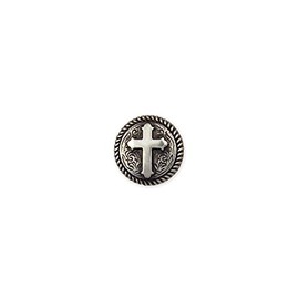 Tandy Leather Factory Concho Antique Silver Screwback 1-inch-Round Rope Edge Cross, Other, Multicoloured, 3.01 x 7.08 x 10.89 cm
